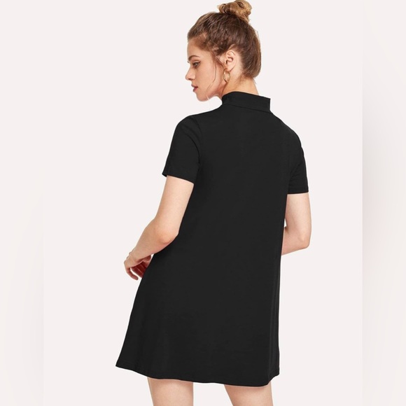 Milumia Women's Casual Mock Neck T Shirt Dress Plain Short Sleeve Loose Swing - Picture 2 of 7